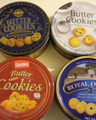 Lotto di 4 scatole di latta Danish butter cookies