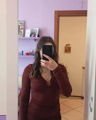Vestito corto Pull&Bear marrone intrecciato con sc
