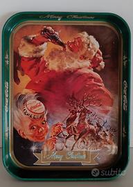 Vassoio Coca-Cola Natale vintage verde 27,5x21 cm
