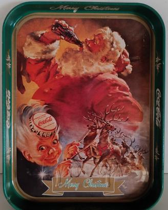 Vassoio Coca-Cola Natale vintage verde 27,5x21 cm