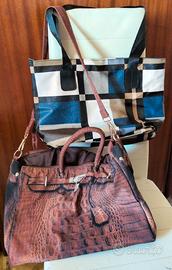 Set 2 Borse Shopper Maxi Donna — Tela Plastificata