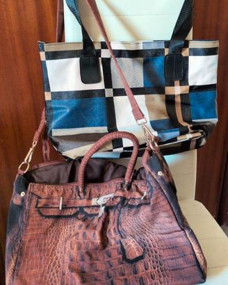 Set 2 Borse Shopper Maxi Donna — Tela Plastificata