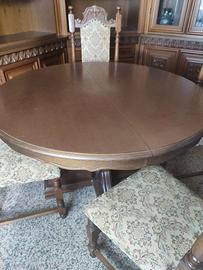 Tavolo Rotondo Allungabile in legno massello scuro
