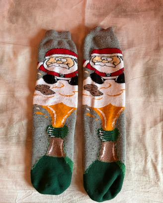 Calze natalizie con Babbo Natale e pupazzo di neve