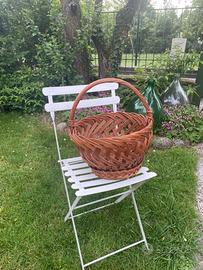 Cesto vintage con manico,  in vimini