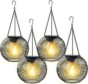 Lanterne Solari Giardino 4pz LED IP65 Bianco Caldo