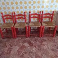 4 sedie impagliate anni 70