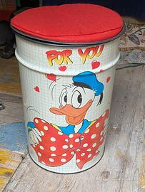 BIDONE LATTA PORTA OGGETTI E GIOCHI VINTAGE