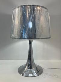 Lampada tavolo metallo/paralume PVC specchiato