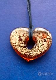ciondolo cuore vetro oro 