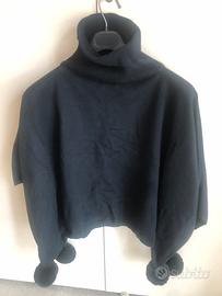 Poncho in maglia da donna con collo alto Twin set