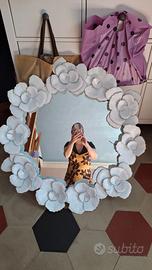 Specchio fiori decorato shabby nuovo