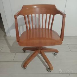 POLTRONCINA DA UFFICIO GIREVOLE IN LEGNO