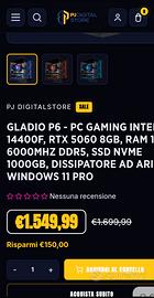 PC gaming Gladio P6 nuovo 