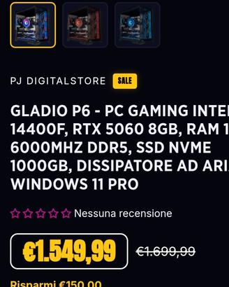 PC gaming Gladio P6 nuovo 