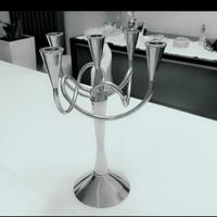 Candelabro moderno 5 bracci in metallo cromato