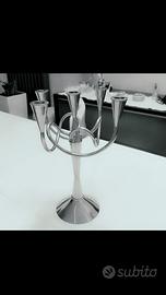 Candelabro moderno 5 bracci in metallo cromato