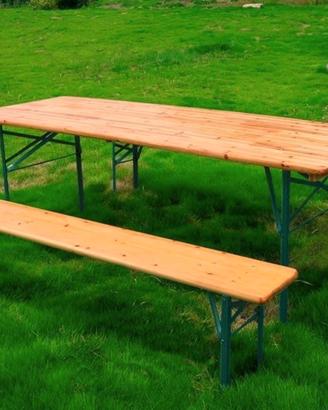 Set di tavolo piu 2 panche da esterno usati
