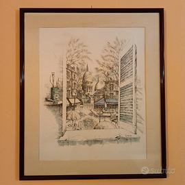 quadro acquarello realizzato a Montmartre Parigi