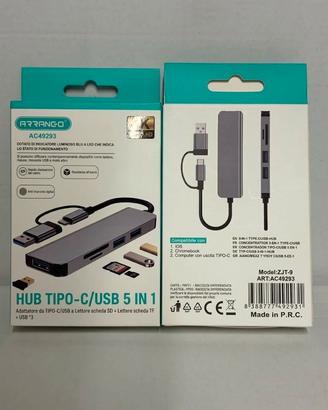 Hub Tipo-C / USB 5 in 1 ARRANGO AC49293 - Adattato
