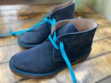 Polacchine tipo Clarks pelle blu