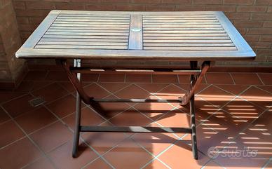 tavolo in legno pieghevole da giardino con 4 sedie