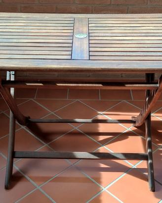 tavolo in legno pieghevole da giardino con 4 sedie