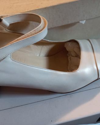 scarpe con tacco bianche in pelle 