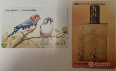 Lotto 2 Schede Telefoniche Corea del Sud Vintage -