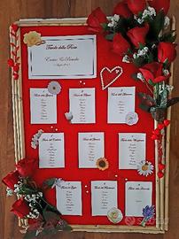 Tableau mariage e addobbi rossi per matrimonio