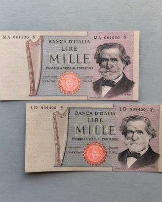 2 Banconote FDS da Lire 1000 Giuseppe verdi