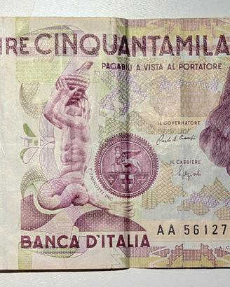 Banconota 50.000 Lire Bernini (1° tipo) - Banca d'