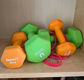 Coppia manubri 2 kg, coppia 5 kg, tappetino GYM