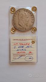 Vittorio Emanuele II 5 lire 1872 Milano spl