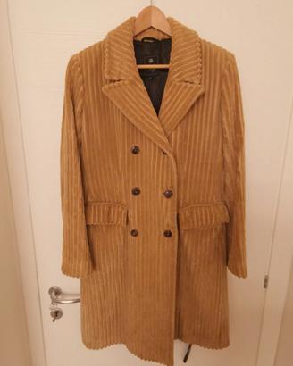 Dubute Cappotto Donna In Velluto A Coste – Abbottonato Con Tasche A Patta – Manica Lunga – Taglia Large – Colore Rosso Vino