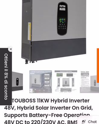 Inverter ibrido Dataouboss 11 kw sistema 48 volt