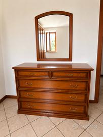 Comò + specchiera in legno massello