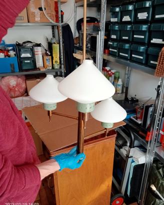 Lampadario vintage con 3 luci 1950/60
