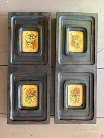 Coppia quadretti vintage in legno intagliato