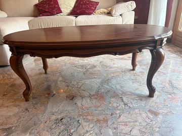 Tavolino vintage classico ovale in noce
