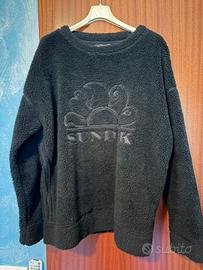 Sundek felpa teddy nera girocollo logo taglia S