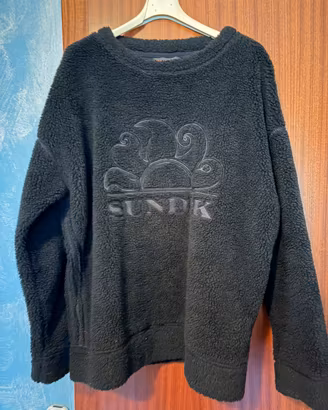 Sundek felpa teddy nera girocollo logo taglia S