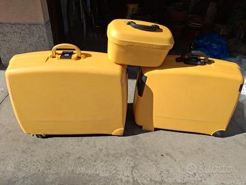 Set 3 valigie Delsey rigide vintage gialle a ruote