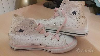 Scarpe Converse Bimba stoffa e pelle num 33 Rosa