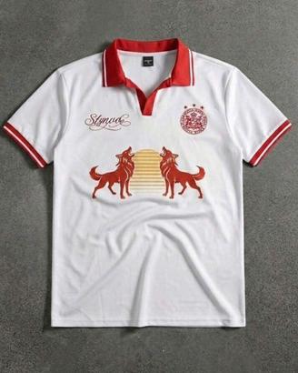 Polo Streetwear Bianca stynvoc Lupi Rossi-Taglia M
