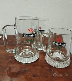 Boccali da birra in vetro + bicchiere Heineken