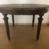 Antico tavolo ovale allungabile '800 in massello
