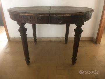 Antico tavolo ovale allungabile '800 in massello
