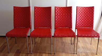 4 sedie rosse in pelle da tavola
