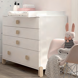 Cassettiera con fasciatoio per bambini in legno